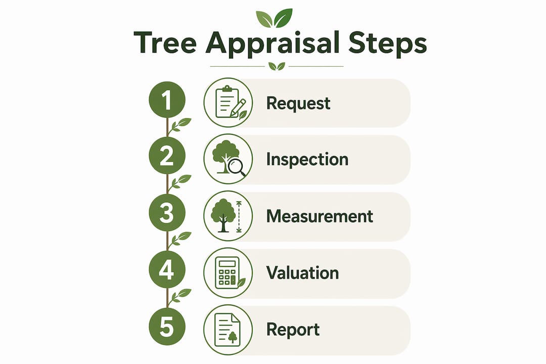 Infographic outlining tree appraisal steps