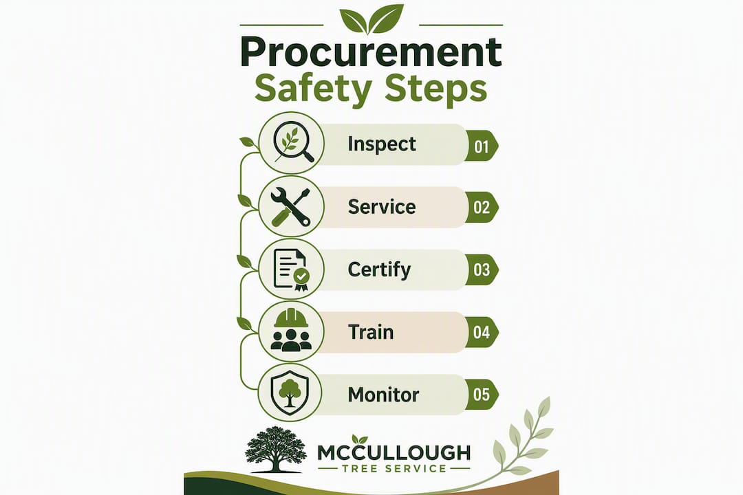 Infographic showing procurement safety steps in landscaping