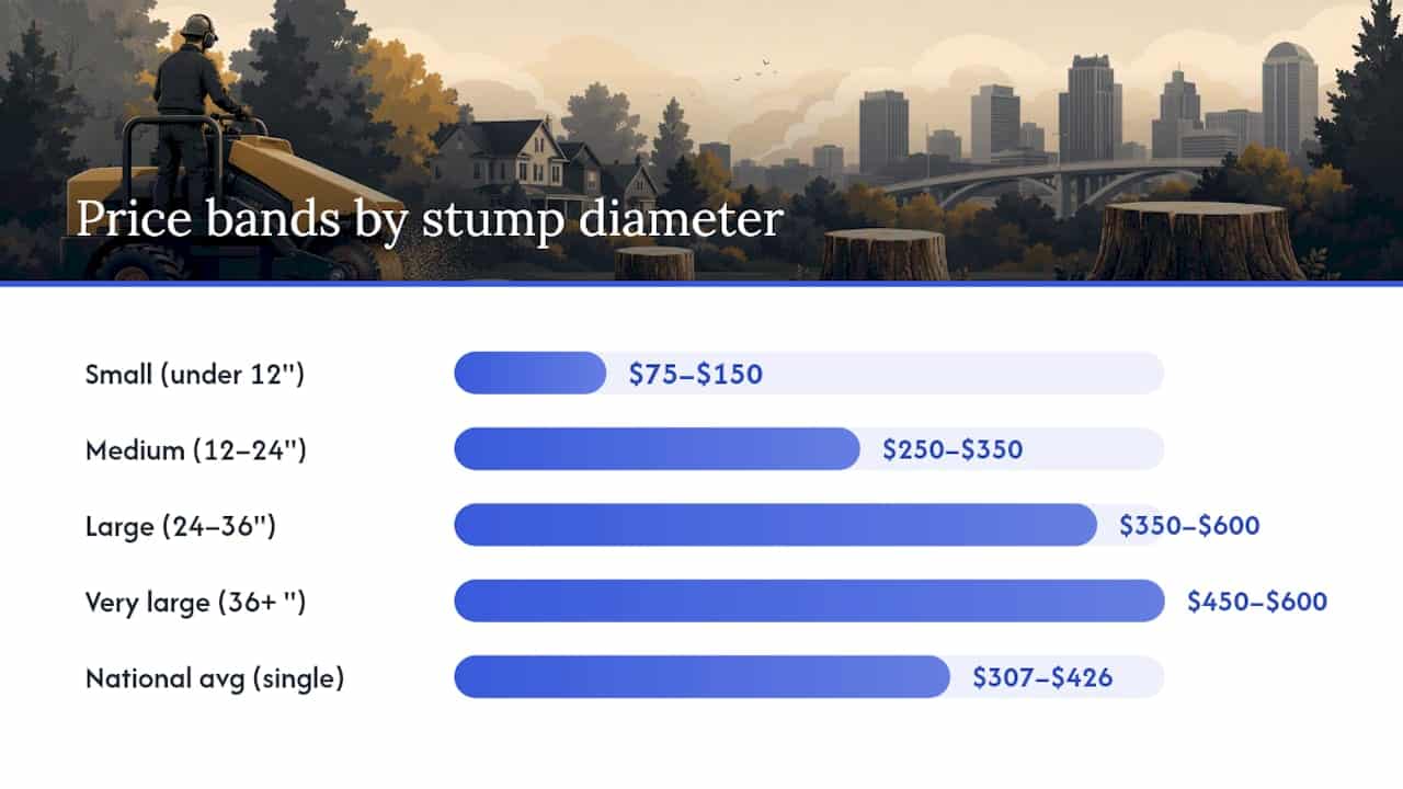 Diagram comparing stump grinding costs and billing models