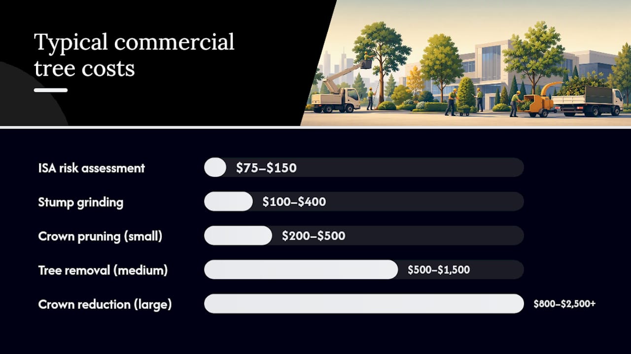 Chart summarizing commercial tree care costs