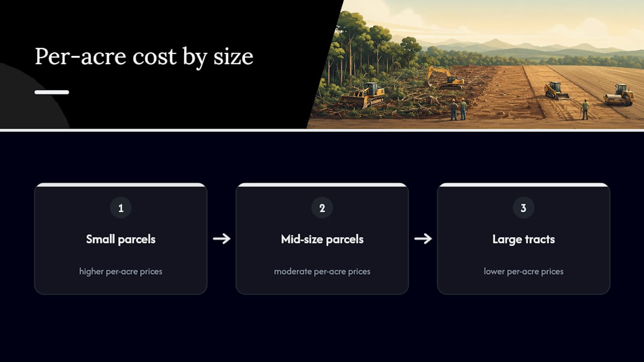 Land Clearing Cost: What to Budget per Acre in 2026 1 Diagram of land clearing cost by acreage