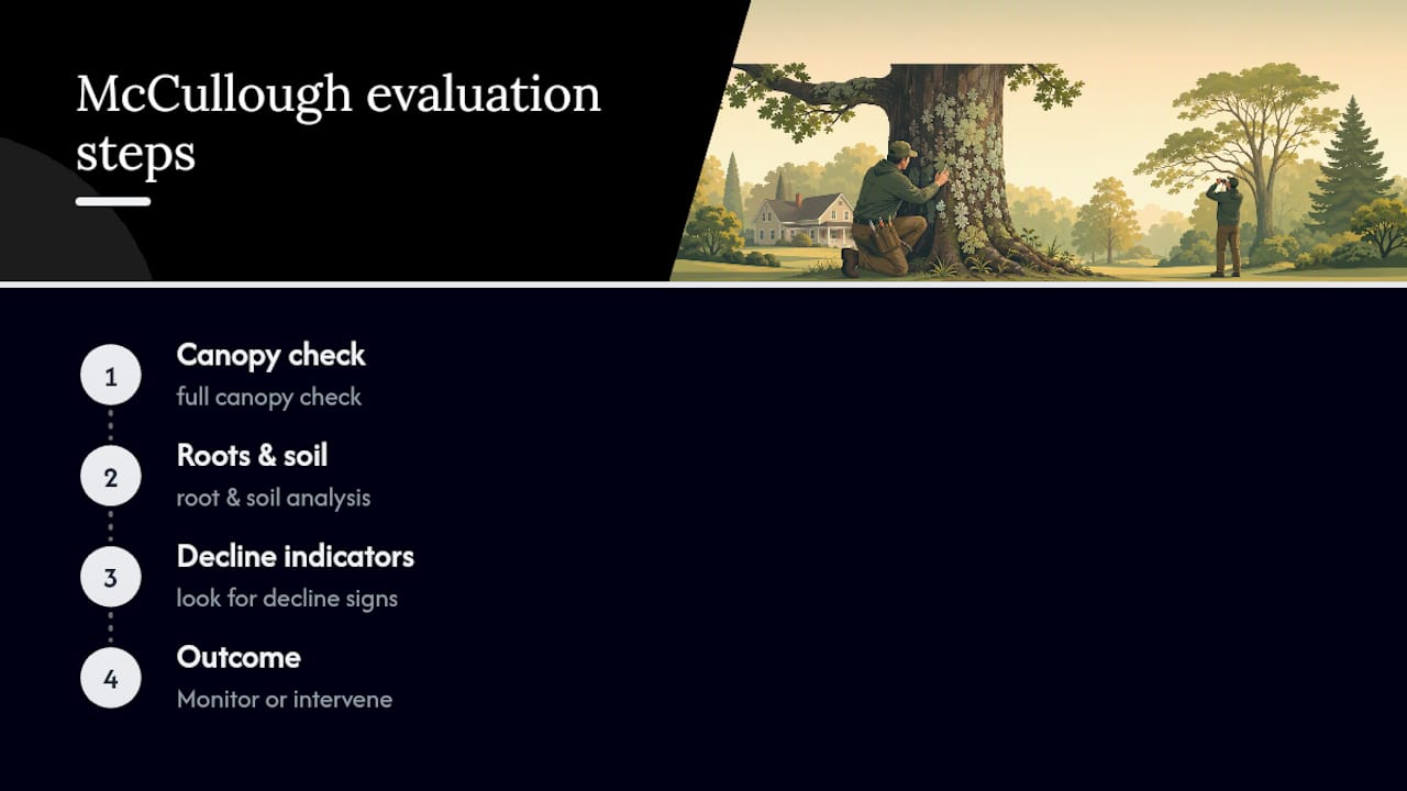 Leave Lichen on Trees Alone, Homeowners: When to Call an Arborist 3 Diagram of tree evaluation process